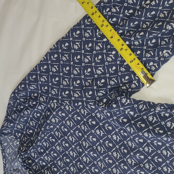 GAP 🐦 Vtg Y2K 🌾 Lightweight Long-sleeve Cornflower Blue Floral Blouse 🪺 Sz S - Picture 15 of 16